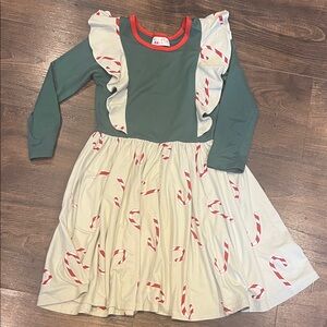 Dot Dot Smile Festive Candy Cane Dress with Ruffle Details